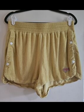 Nike Women's Yellow Terry Cloth Elastic Waist Shorts